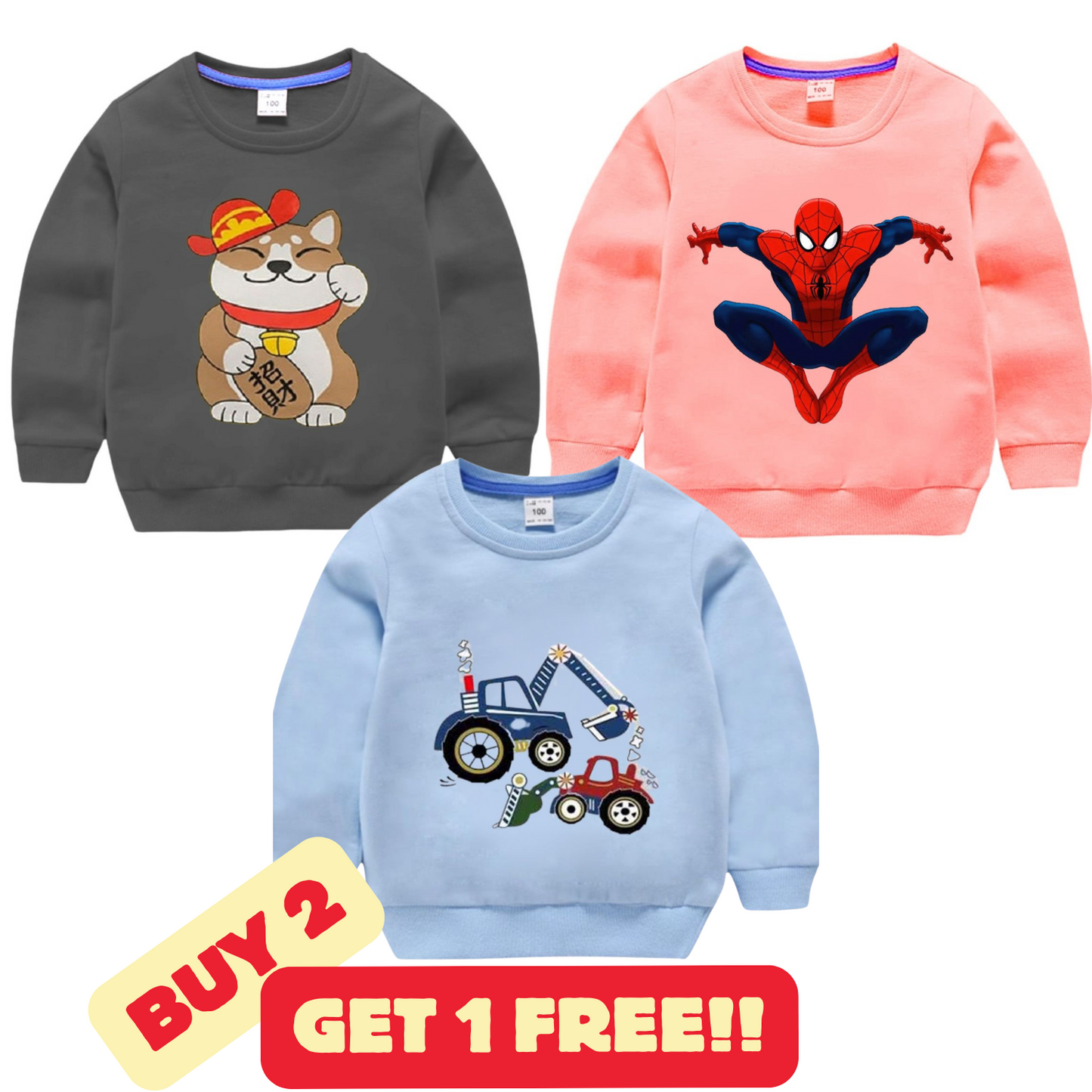 Buy 2 Get 1 Free Sweatshirts for Kids