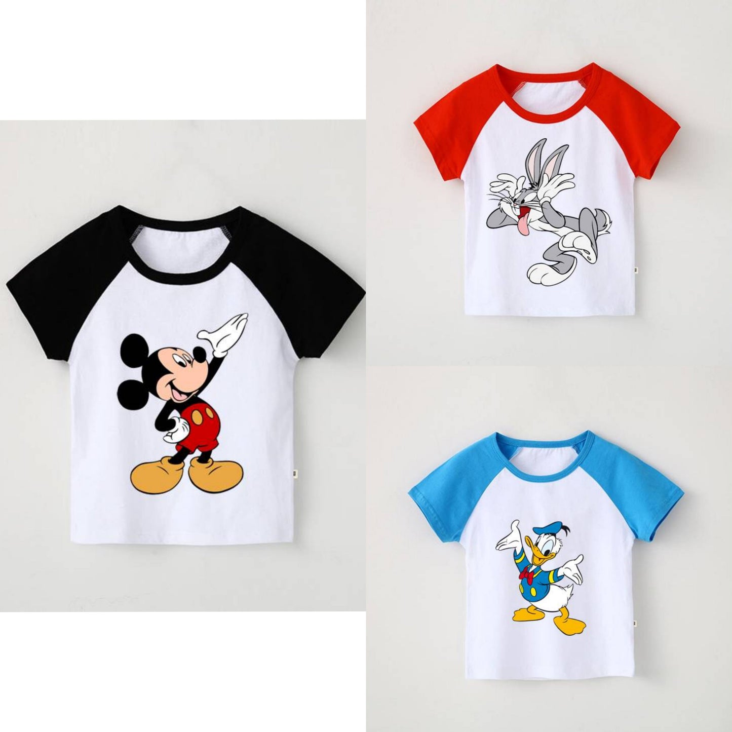 Pack of 3 Raglan Printed Half Sleeve T Shirts for Kids