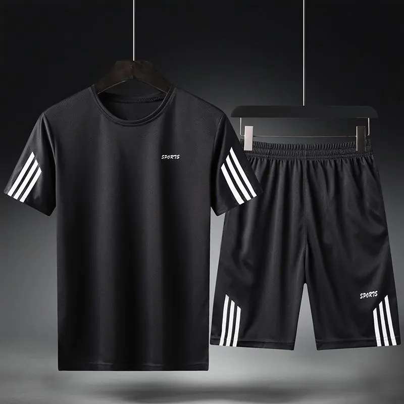 Stripe Sleeve Printed Sports Summer Suit for Men