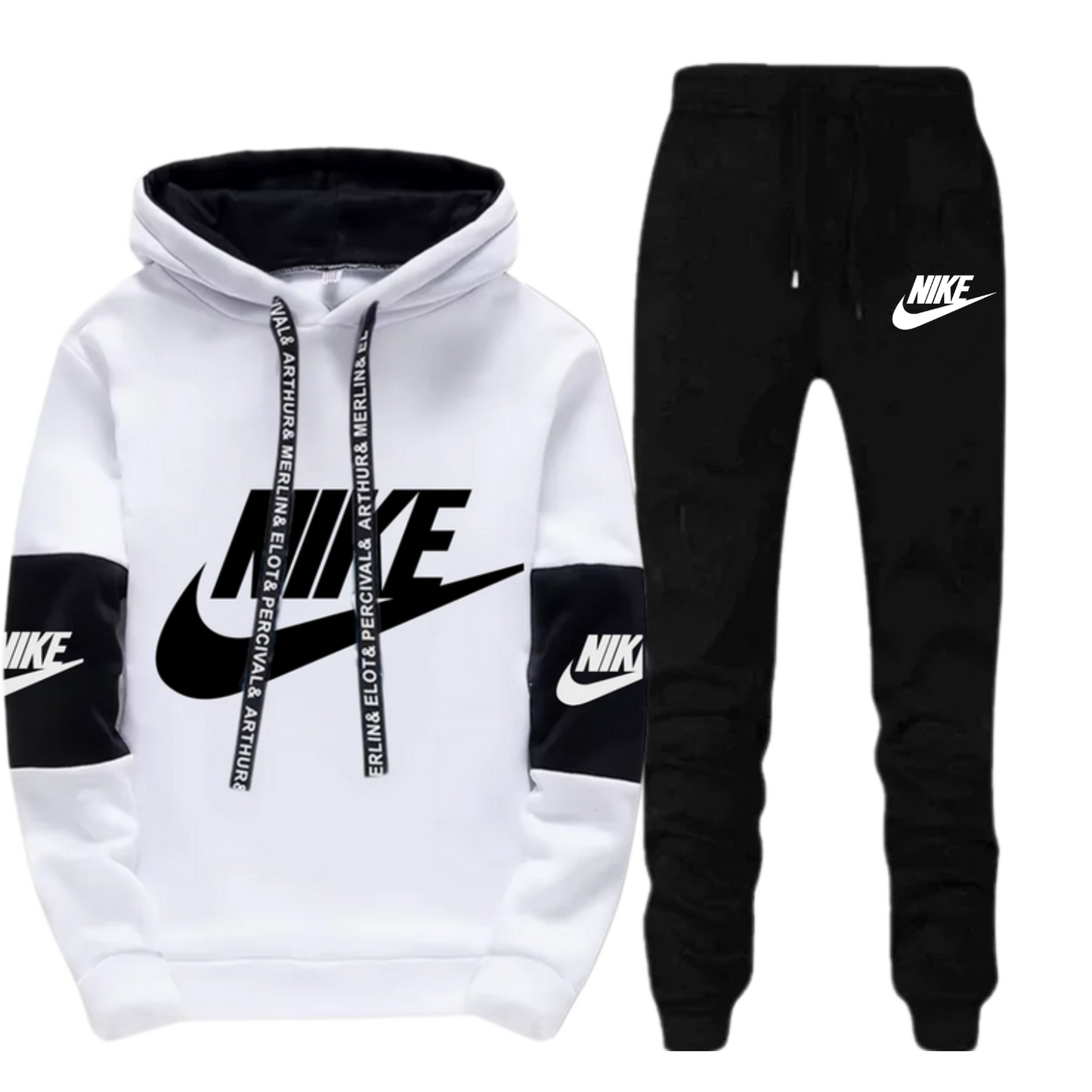 White with Black Panel Nik Tracksuit