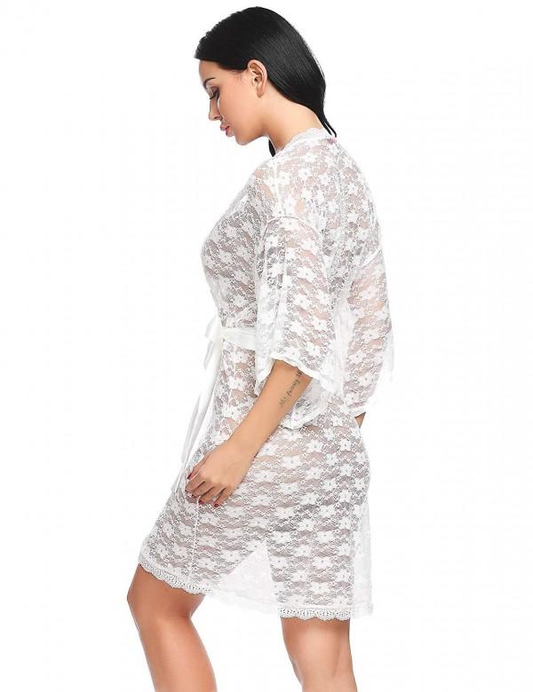 Floral Net Transparent Night Gown
