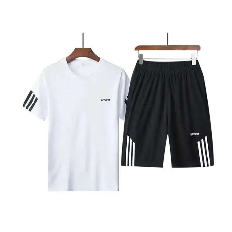 Stripe Sleeve Printed Sports Summer Suit for Men