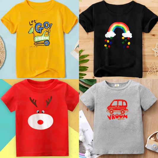 Pack of 3 Printed Half Sleeve Tshirts for Kids