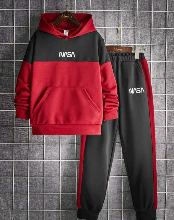 Two Color Hooded Tracksuit for Men