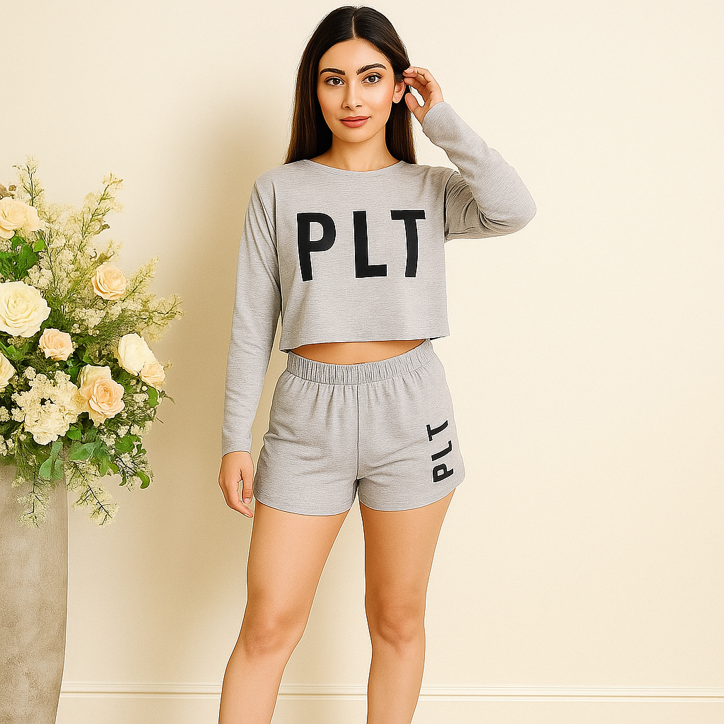 PLT Full Sleeve Short Nightsuit for Women