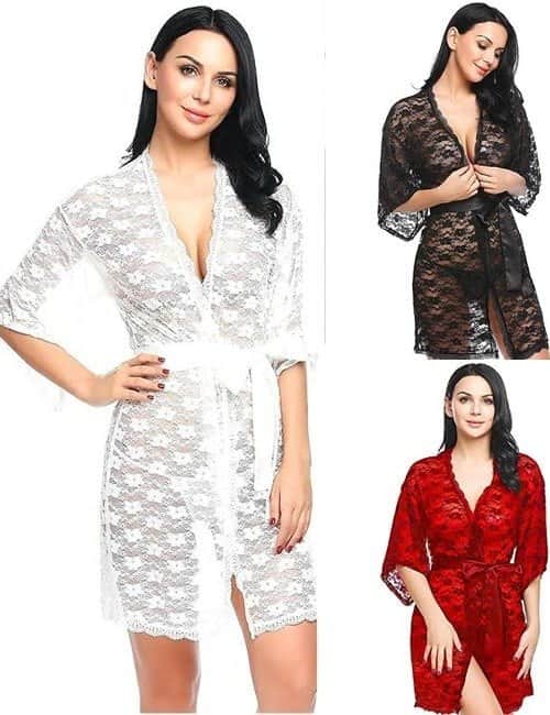 Floral Net Transparent Night Gown