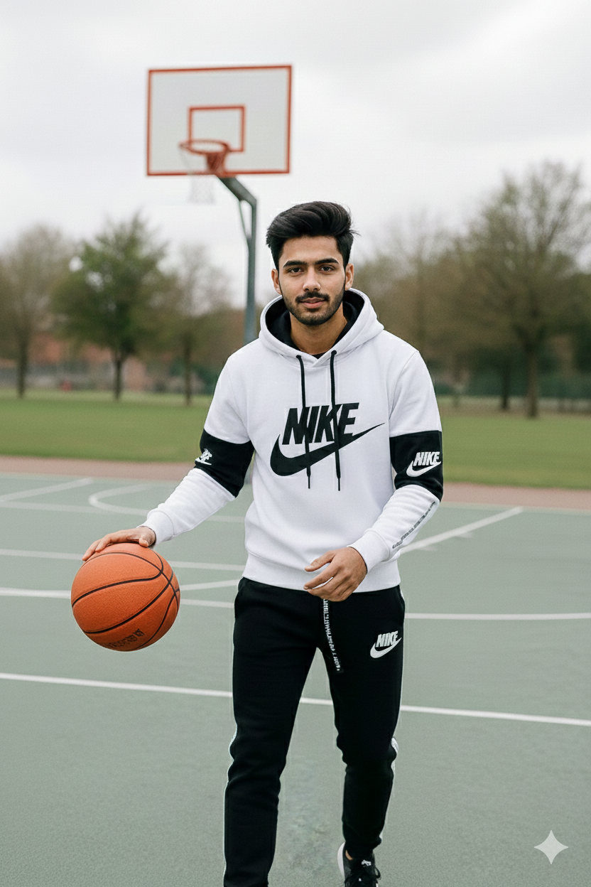 White with Black Panel (Ni-Ke) Hoodie