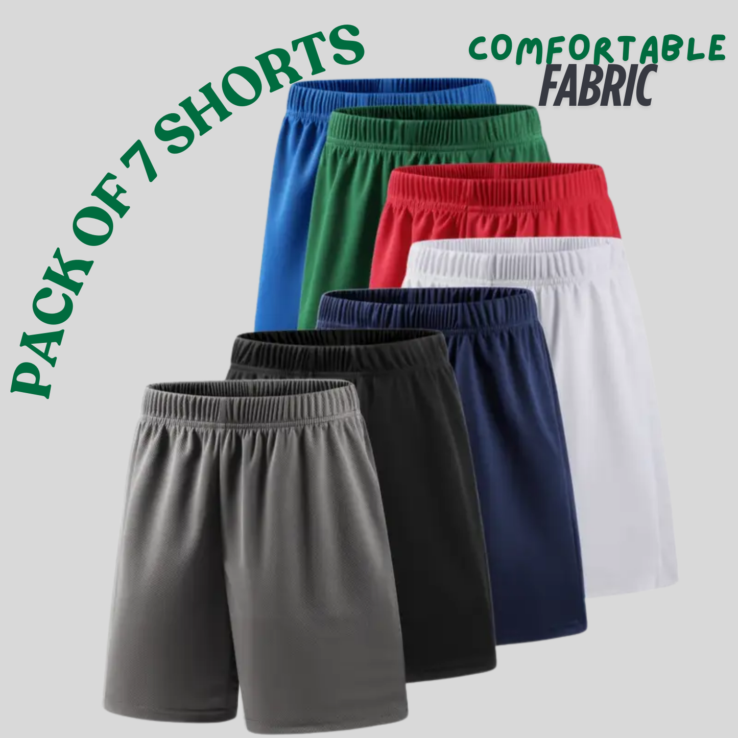 Pack of 7 Plain Shorts for Kids