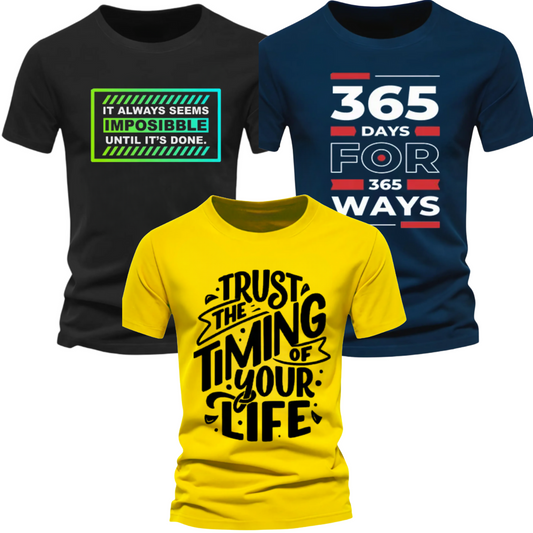 Pack of 3 Dri-Fit Printed Tshirts for Men
