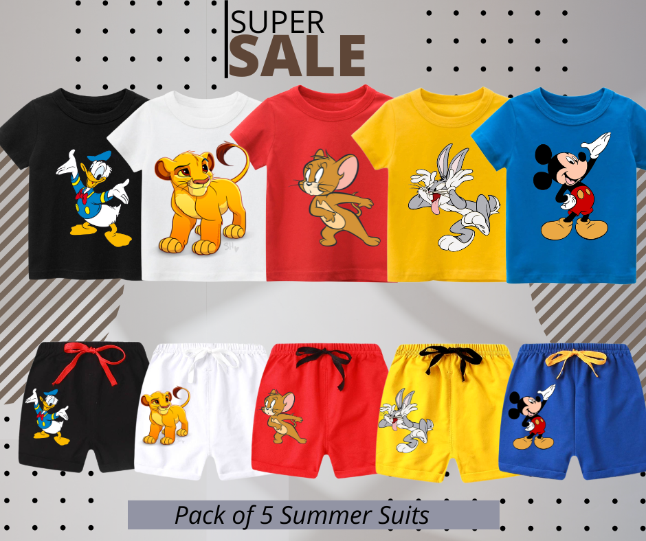 Pack of 5 Printed Summer Suits for Kids