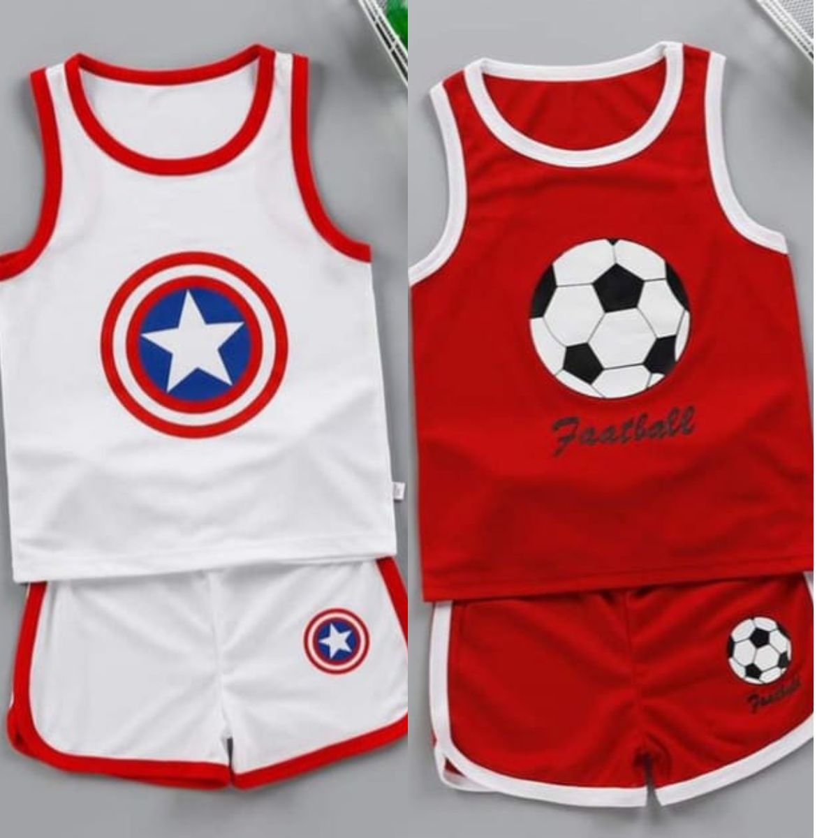 Pack of 2 Short Printed Sando Suits for Kids