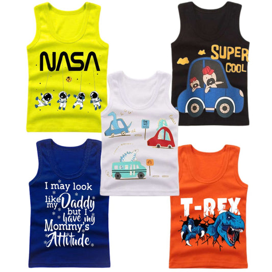 Pack of 5 Printed Sando Tshirts For Kids
