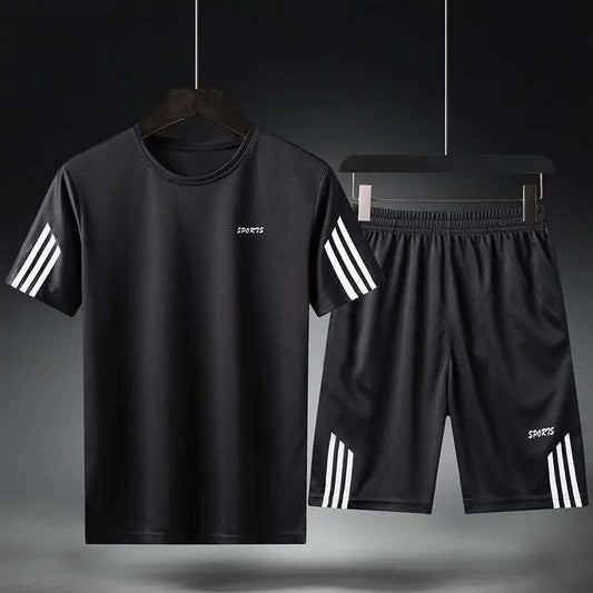 Stripe Sleeve Printed Sports Summer Suit for Men