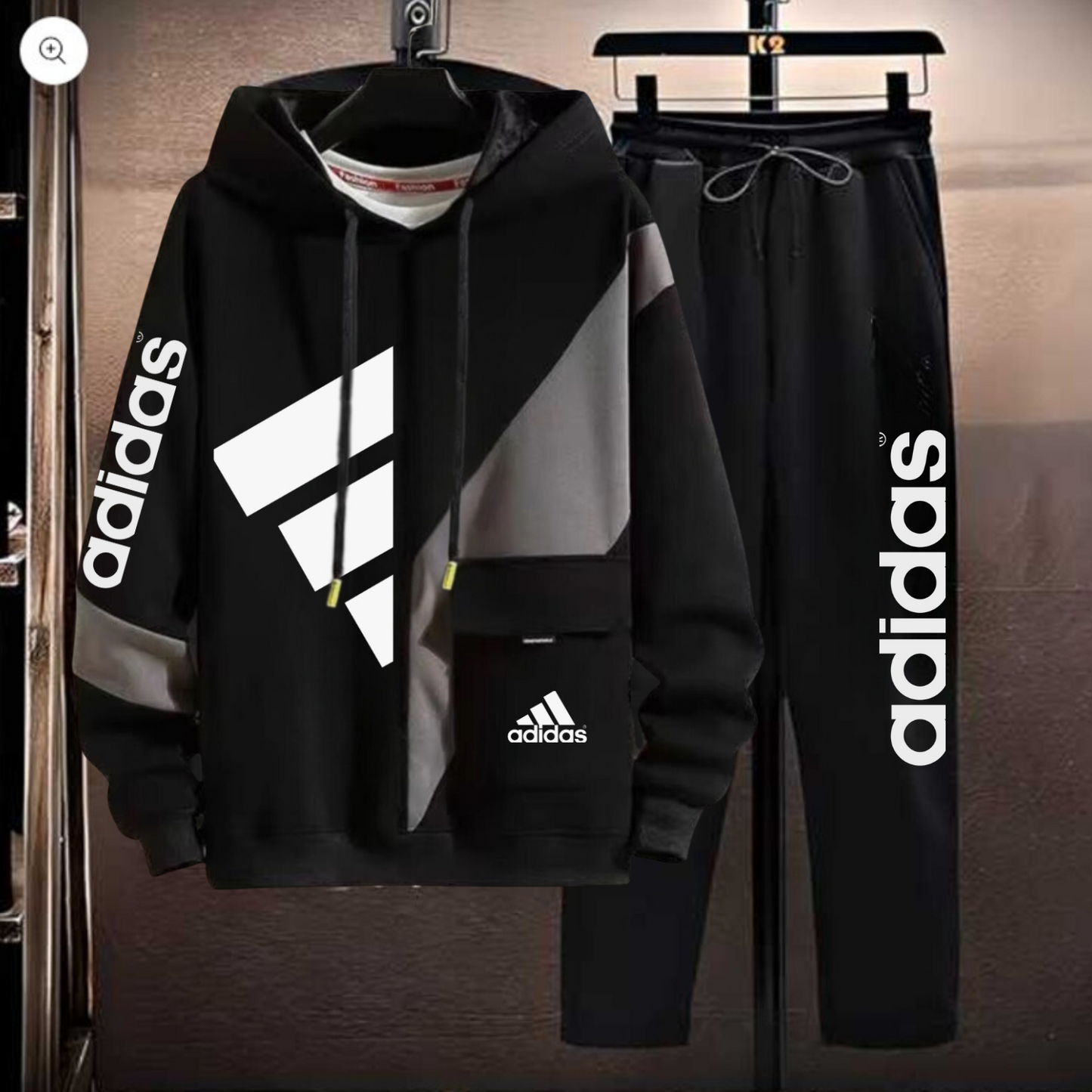 Black with Grey Panel (Adi) Tracksuit