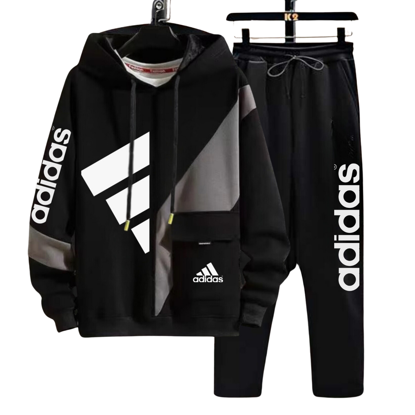 Black with Grey Panel (Adi) Tracksuit