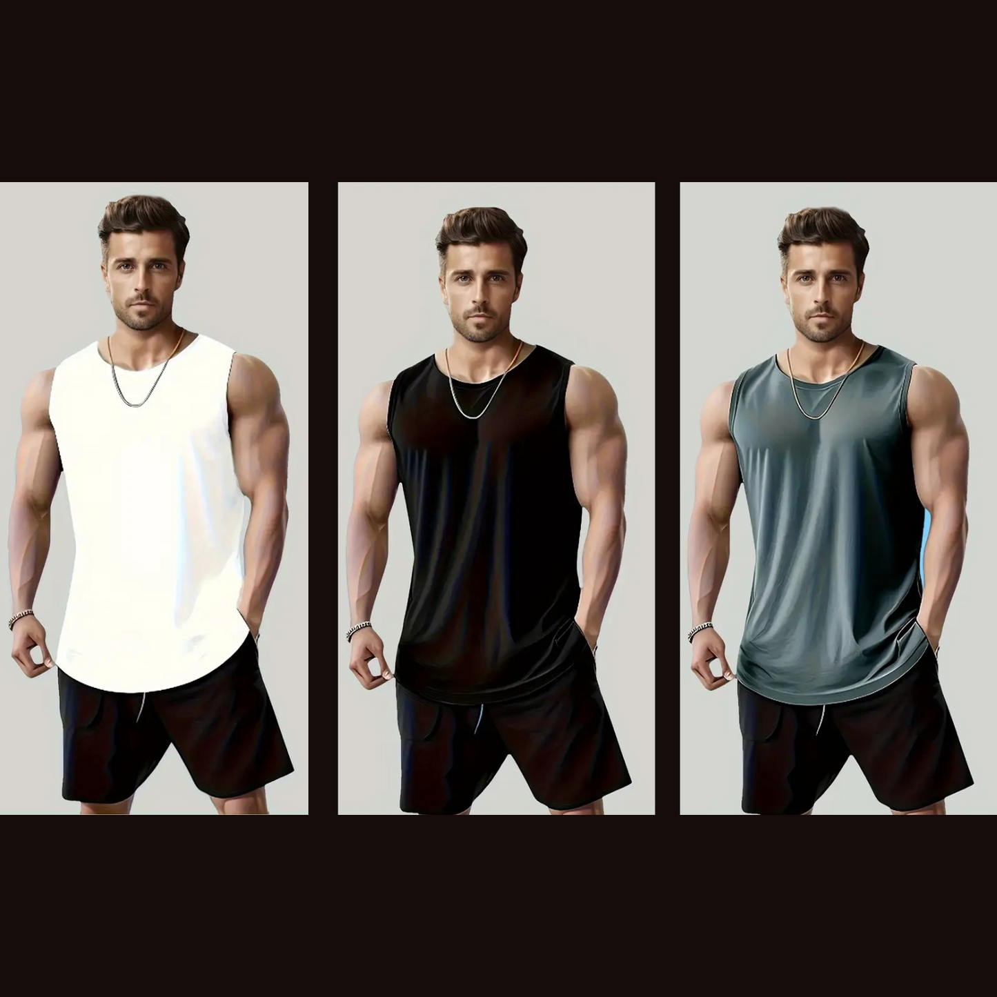 Pack of 3 Dri-Fit Plain Sando Tshirts for Men