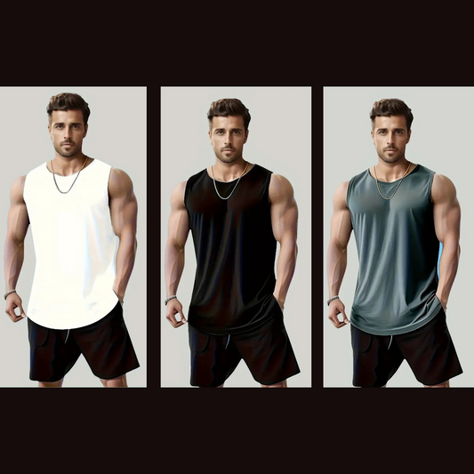 Pack of 3 Dri-Fit Plain Sando Tshirts for Men