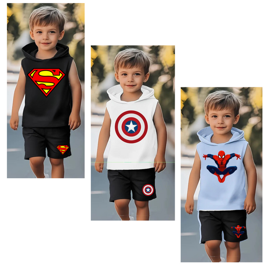 Pack of 3 Hooded Summer Suits for Kids