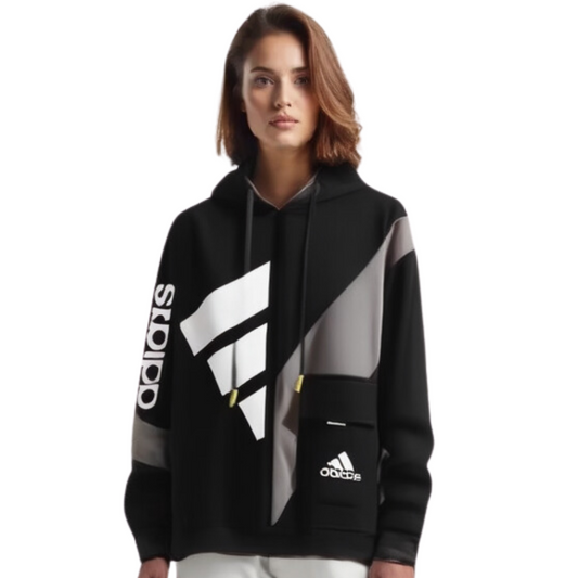Black with Grey Panel (ADI) Hoodie for Females