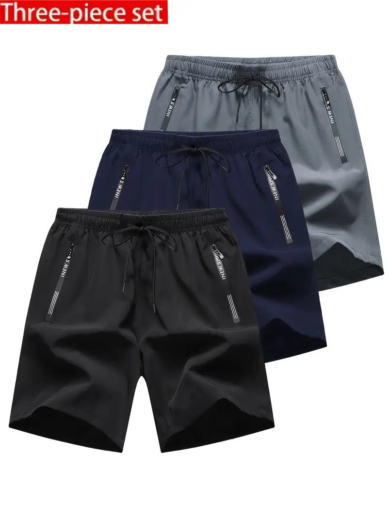 Pack of 3 Dri-Fit Shorts for Men with Zip Pockets