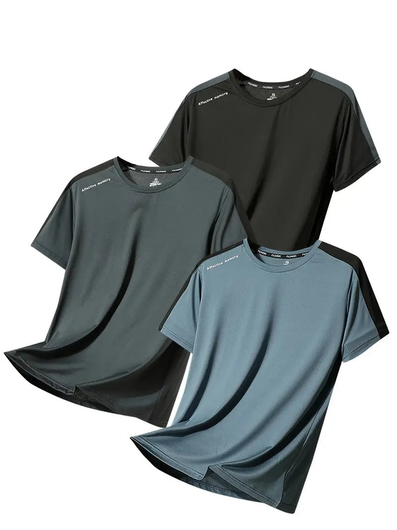 Pack of 3 Contrast Shoulder Panel T shirts For Men