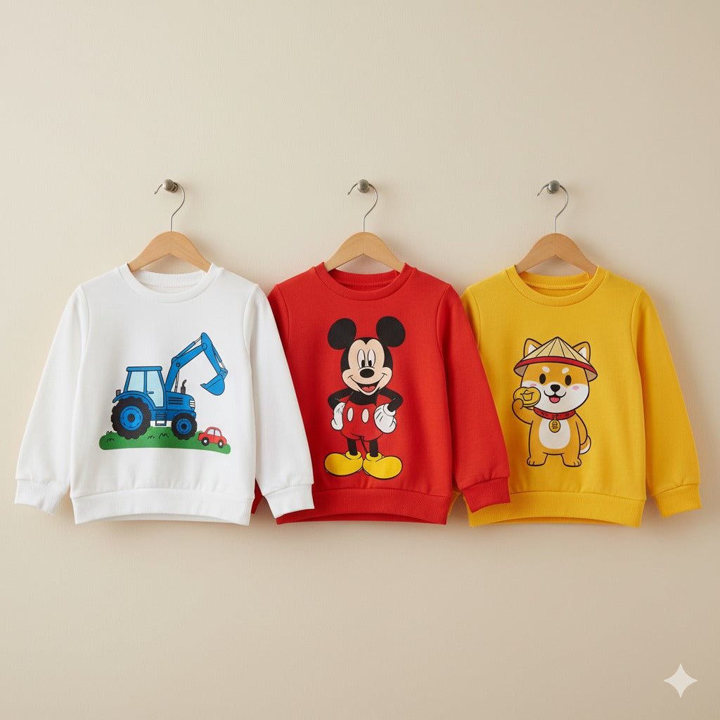 Pack of 3 Printed Sweat Shirts For Kids