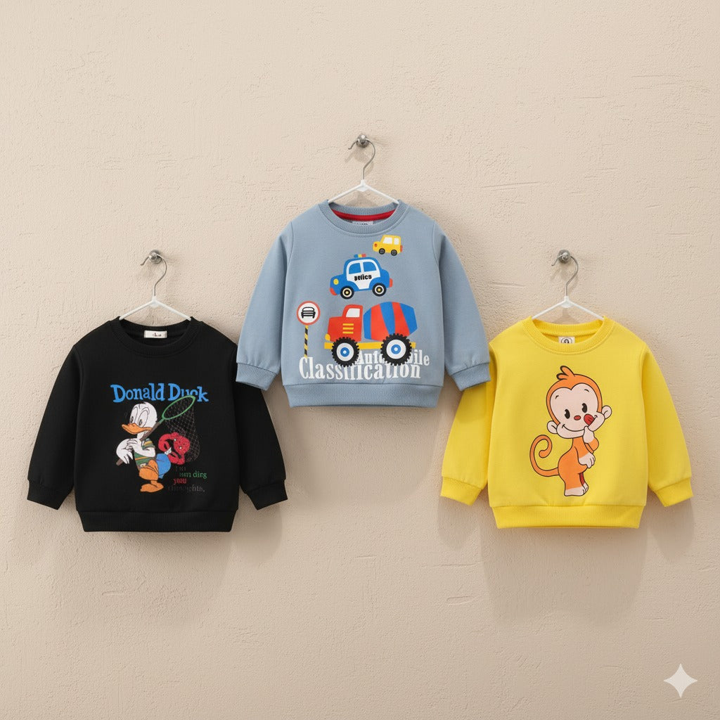 Pack of 3 Printed Sweat Shirts For Kids