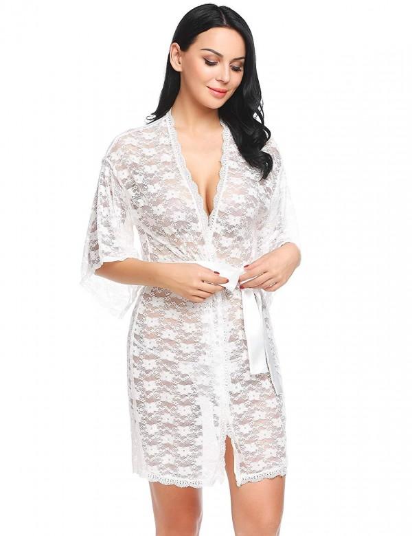 Floral Net Transparent Night Gown