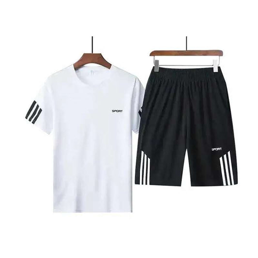 Stripe Sleeve Printed Sports Summer Suit for Men